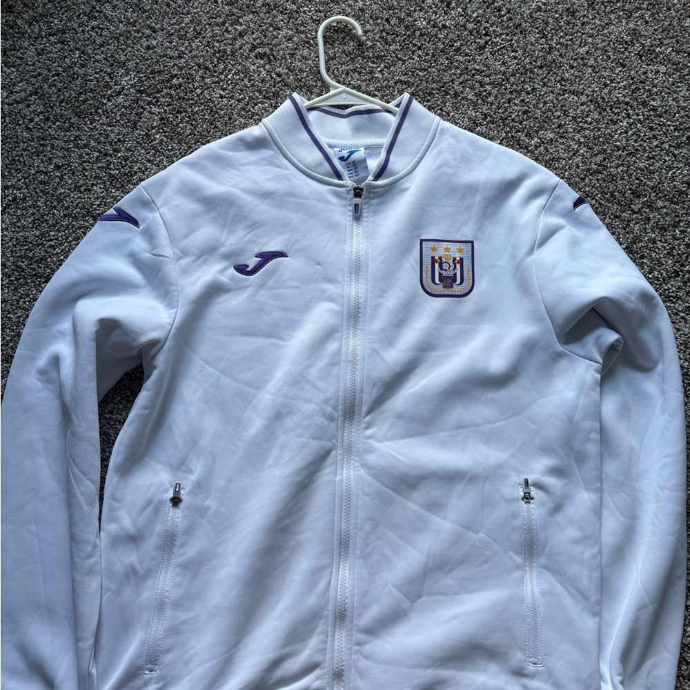 White Joma Anderlecht (Brussels) Zip-Up Jacket Sz XL soccer Belgium